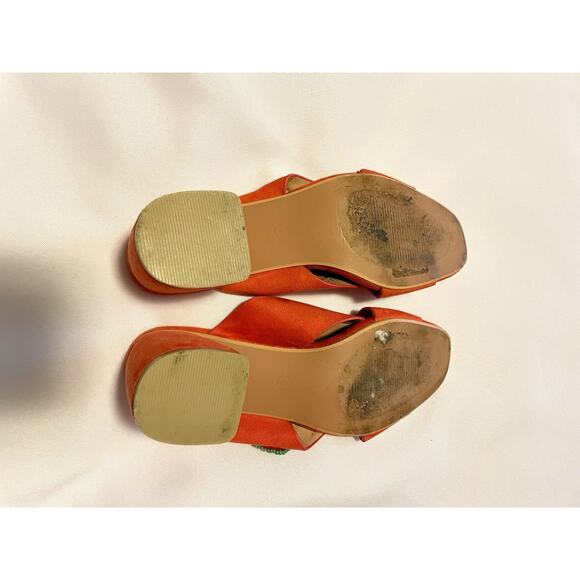 Lulu’s Lemon Drop by Privileged Red Watermelon Chunky Mule Slip On Heels Size 7 - Picture 10 of 10